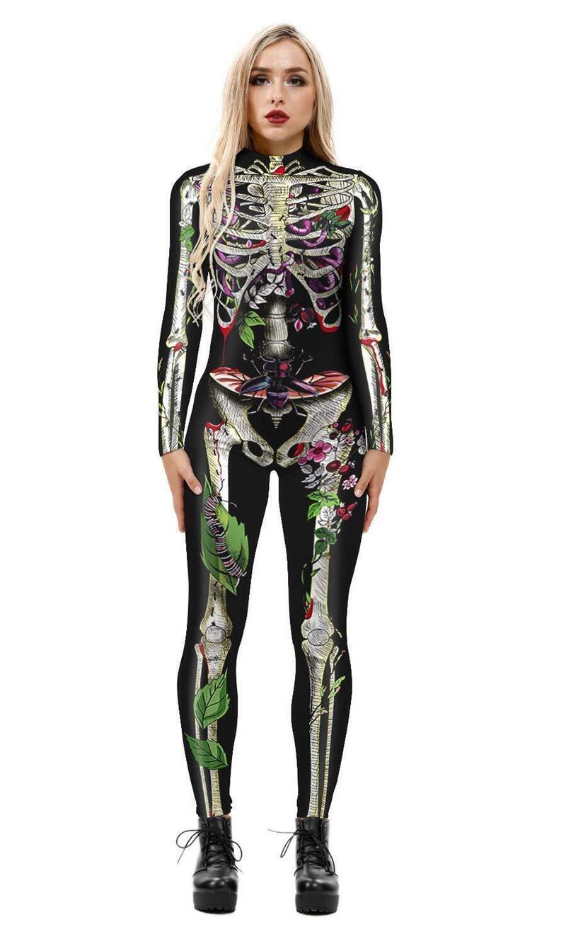 3120 Skeleton or Catsuit Costume 3D Stretch Skinny Bodysuit BAX-107 XL